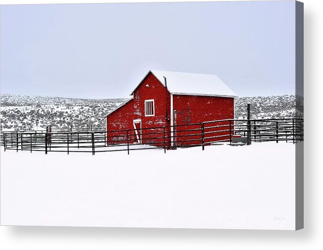 Red Acrylic Print featuring the photograph Red Barn in Winter by Amanda Smith