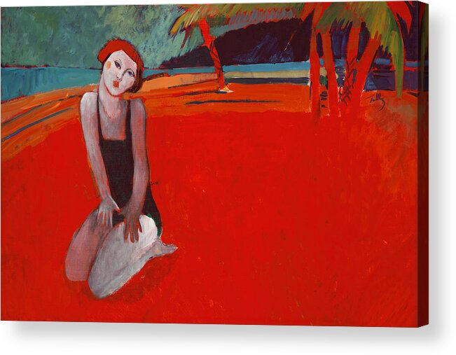 Figure Acrylic Print featuring the painting Red Beach Two by Thomas Tribby