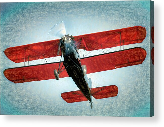 Biplane Acrylic Print featuring the photograph Red Biplane by James Barber