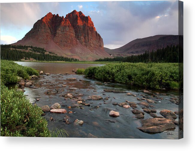 Utah Acrylic Print featuring the photograph Red Castle Sunset with last light of the day by Brett Pelletier