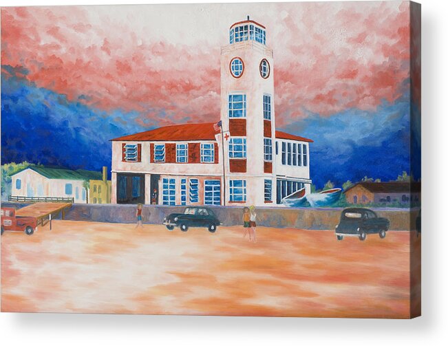 Historic Buildings Acrylic Print featuring the painting Red Cross Lifeguard Station by Blaine Filthaut
