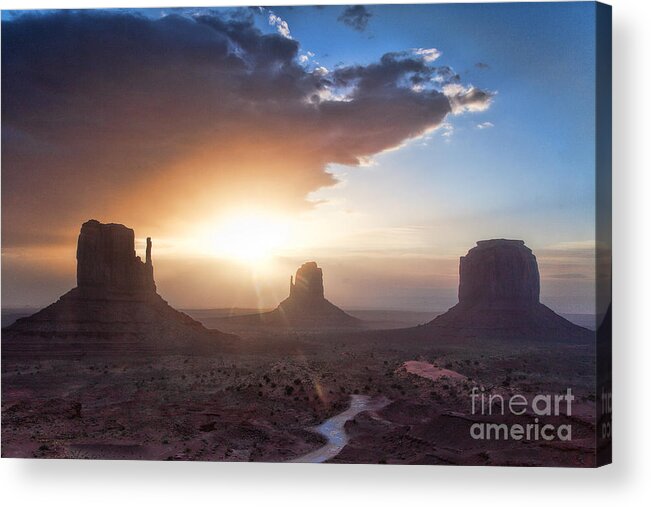 Monument Valley Print Acrylic Print featuring the photograph Red Dirt Dawning by Jim Garrison
