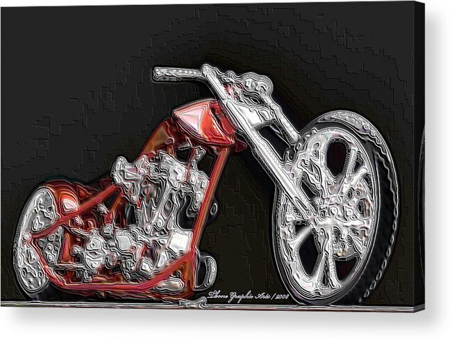 Digital Art Acrylic Print featuring the digital art Red Embossed Custom by Wayne Bonney