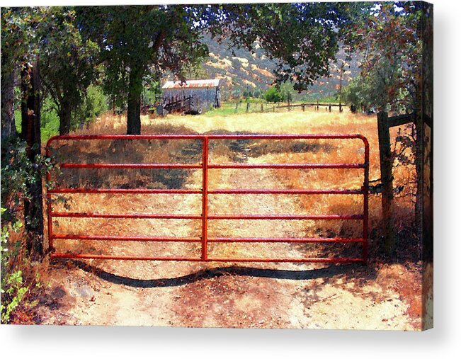 Red Acrylic Print featuring the photograph Red Gate by Timothy Bulone