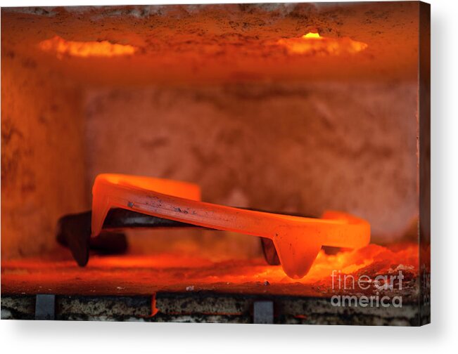 Blacksmith Acrylic Print featuring the photograph Red Hot Horseshoe by Paul Warburton