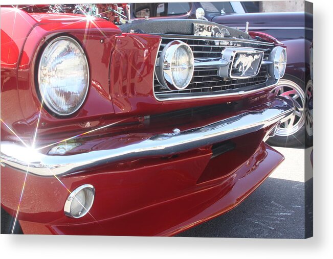 Red Acrylic Print featuring the photograph Red Hot Mustang by Jeff Floyd CA
