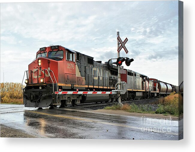 Train Acrylic Print featuring the photograph Red Locomotive by Teresa Zieba