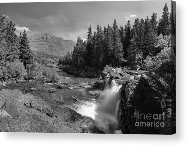 Black And White Acrylic Print featuring the photograph Red Rock Falls BW by Adam Jewell