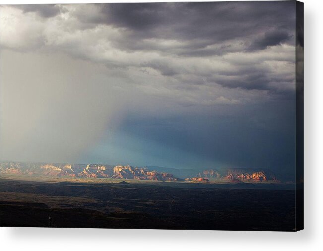 Red Rocks Acrylic Print featuring the photograph Red Rock Monsoon by Ron Chilston