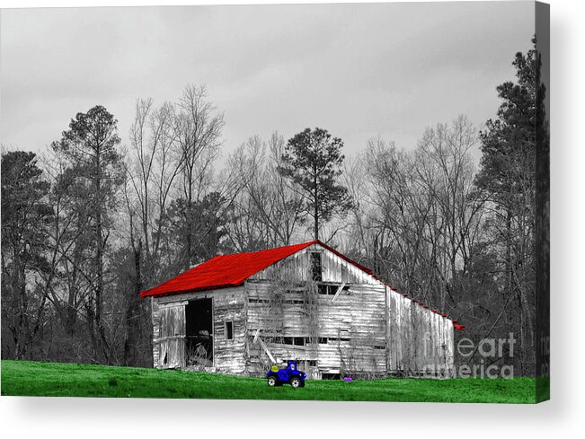 Red Roof Acrylic Print featuring the photograph Red Roof Barn by Diana Mary Sharpton