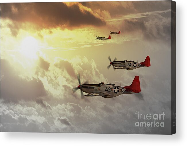 P51 Acrylic Print featuring the digital art Red Tails by Airpower Art