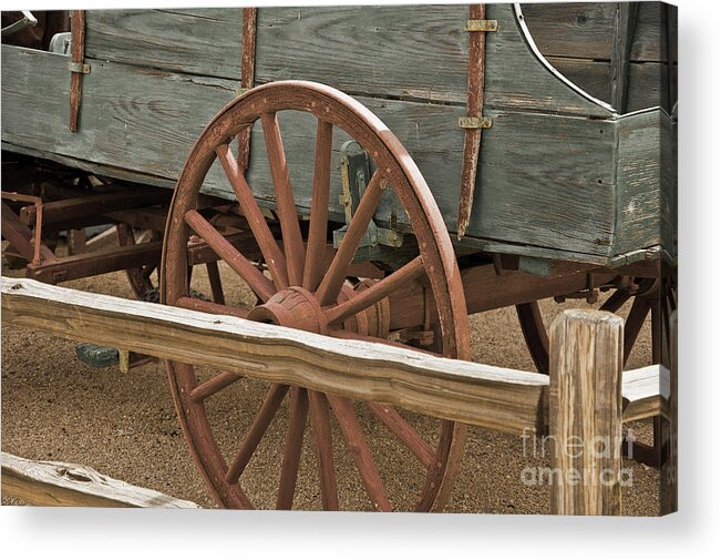 Old-west Acrylic Print featuring the photograph Red Wagon Wheel by Kirt Tisdale