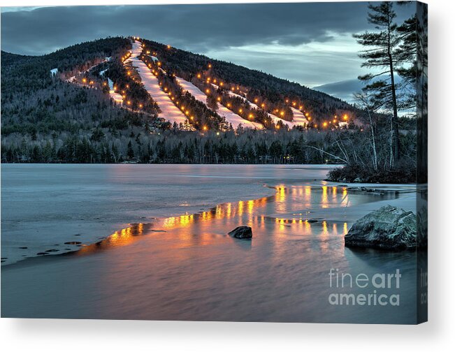Shawnee Peak Skiing Acrylic Print featuring the photograph Reflecting on Moose Pond by Paul Noble