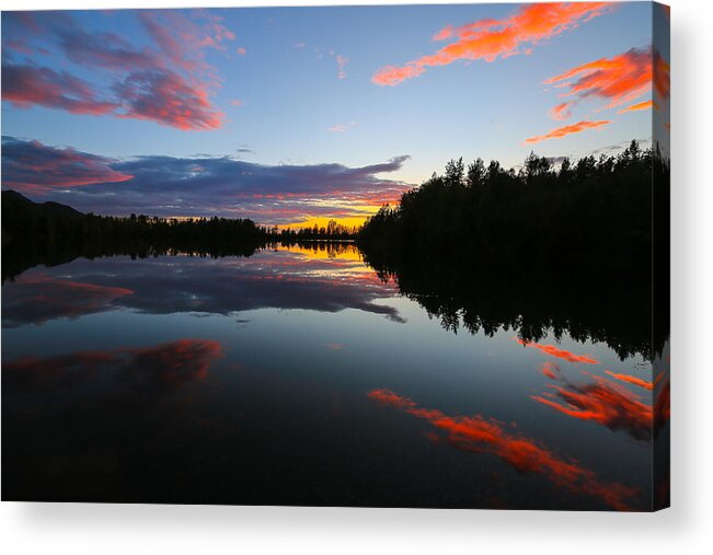 Sam Amato Photography Acrylic Print featuring the photograph Reflection Lake Alaska Sunset by Sam Amato