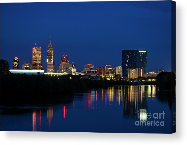 City Acrylic Print featuring the photograph Reflections of Indy - D009911 by Daniel Dempster