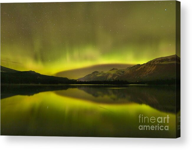 Canadian Northern Lights Acrylic Print featuring the photograph Relfections Of The Aurora Borealis by Adam Jewell