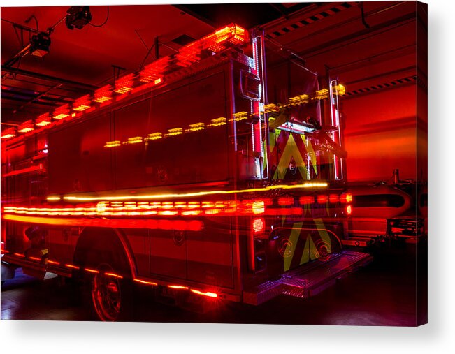 Fire Engine Acrylic Print featuring the photograph Responding Code 3 by Marnie Patchett