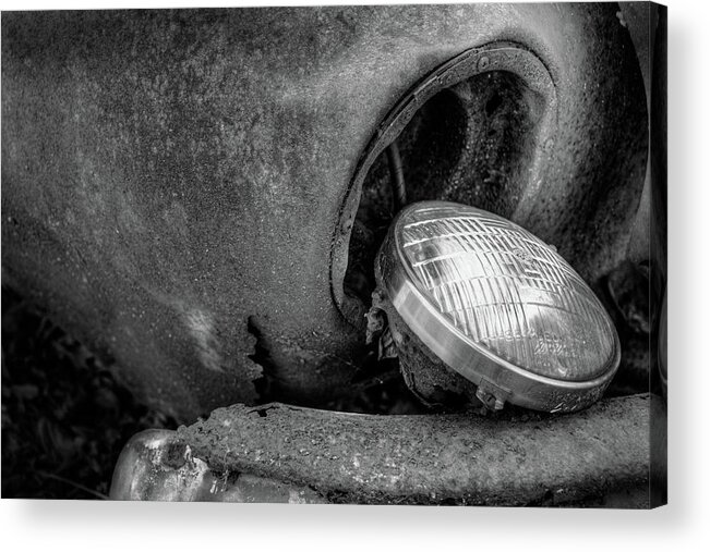 Automobile Acrylic Print featuring the photograph Resting Headlight of Rusty Car by Dennis Dame