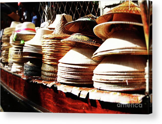 Thailand Acrylic Print featuring the photograph Rice Hats by Thanh Tran