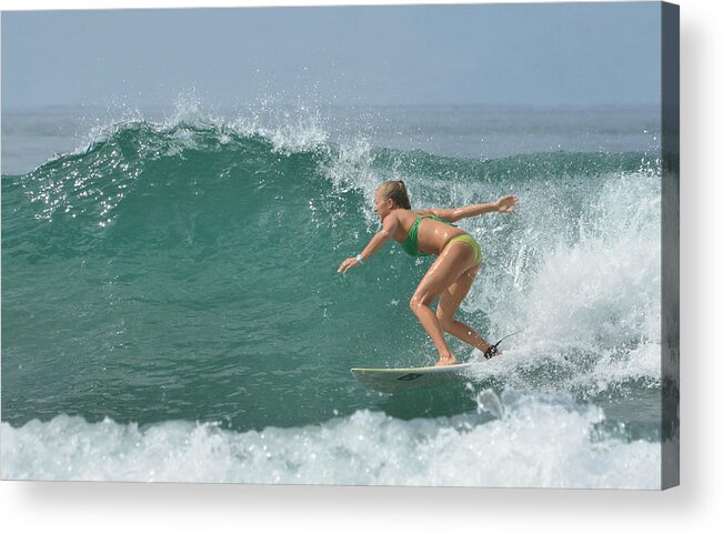 Surfer Acrylic Print featuring the photograph Riding It In 3 by Fraida Gutovich