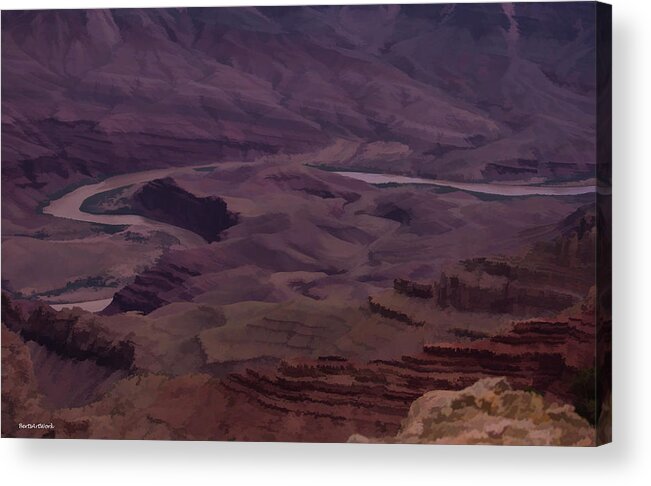 River Acrylic Print featuring the photograph River and Rock Grand Canyon by Roberta Byram