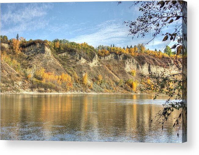 River Acrylic Print featuring the photograph Riverbank in Autumn by Jim Sauchyn