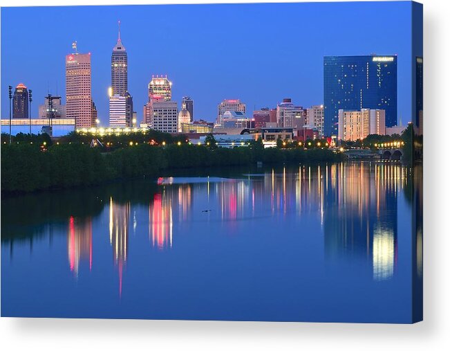 Indianapolis Acrylic Print featuring the photograph Riverside View of Indianapolis by Frozen in Time Fine Art Photography