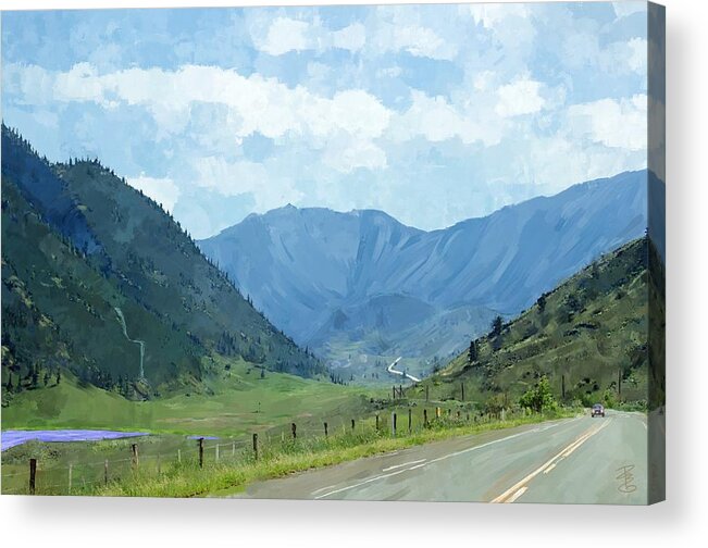 Road Acrylic Print featuring the digital art Road to the valley by Debra Baldwin