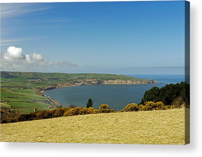 Britain Acrylic Print featuring the photograph Robin Hood's Bay from Ravenscar by Rod Johnson