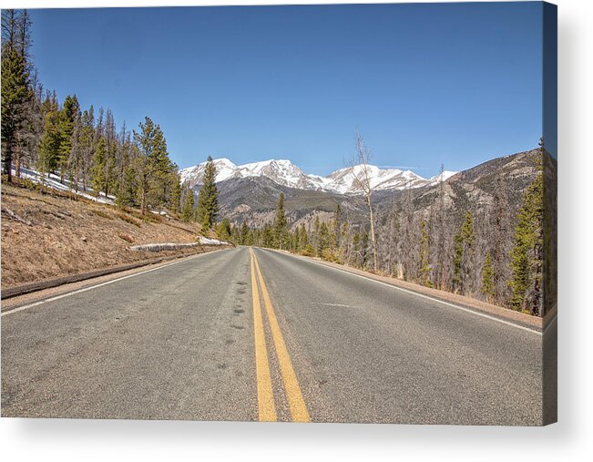 Mountains Acrylic Print featuring the photograph Rocky Mountain Road Heading towards Estes Park, Co by Peter Ciro