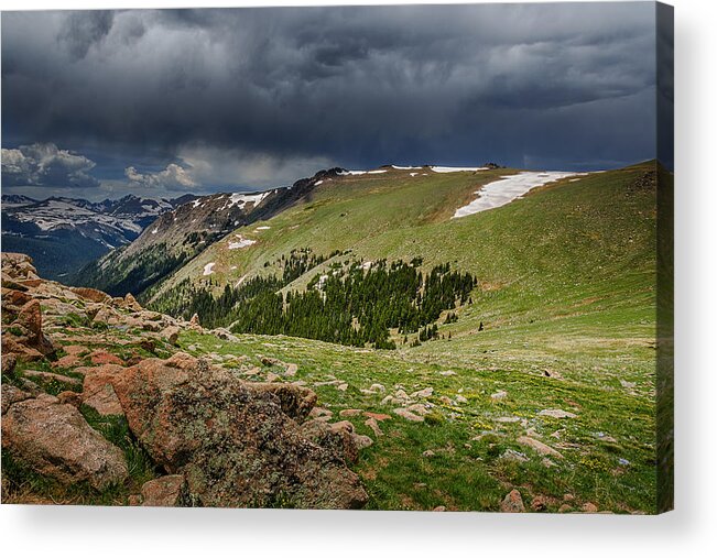 Colorado Acrylic Print featuring the photograph Rocky Mountain Strorm by Mary Angelini