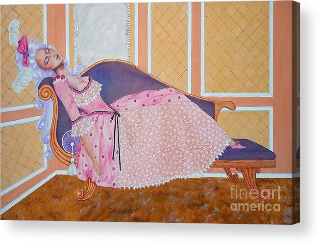 Rococo Acrylic Print featuring the painting Rococo Coquette -- Mme. Pompadour, #2 in Famous Flirts Series by Jayne Somogy