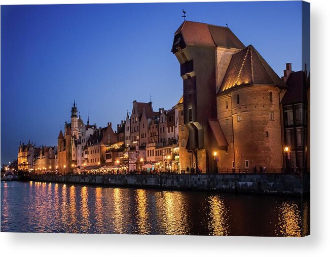 Gdansk Acrylic Print featuring the photograph Romantic evening in Gdansk by Robert Grac