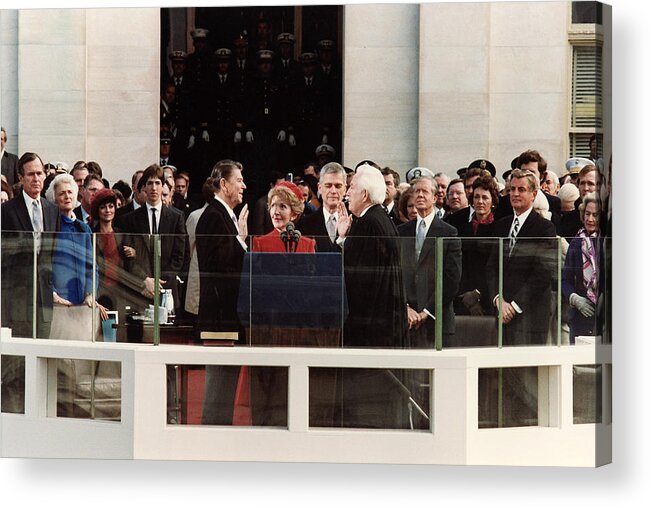 President Reagan Acrylic Print featuring the photograph Ronald Reagan Inauguration - 1981 by War Is Hell Store