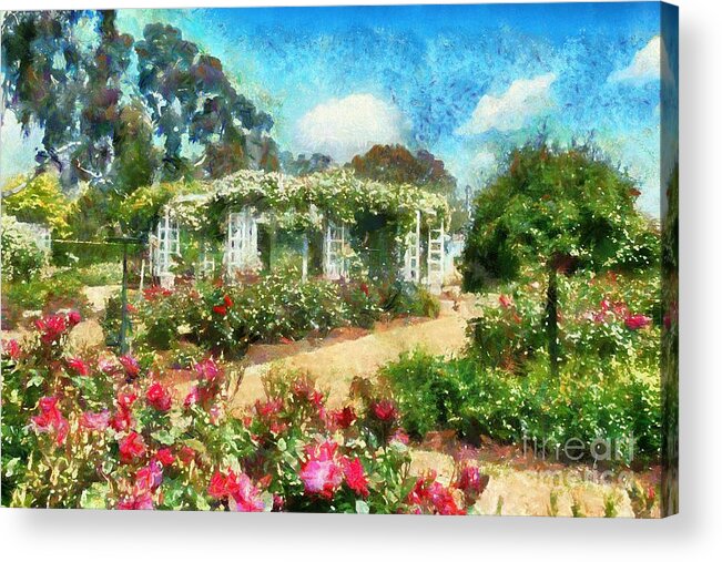 Rose Garden Acrylic Print featuring the digital art Rose Garden by Fran Woods