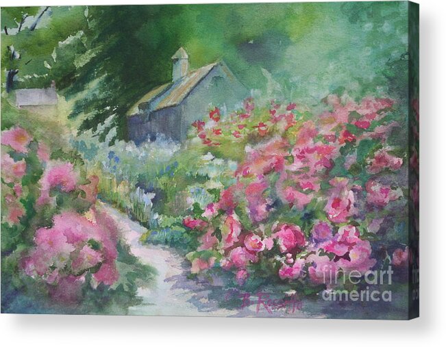 Roses Acrylic Print featuring the painting Roses in Bloom Flo's Garden by B Rossitto