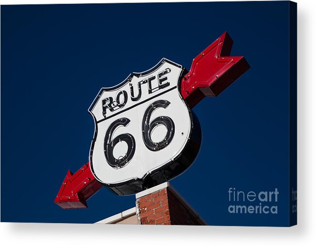 Route 66 Acrylic Print featuring the photograph Route 66 Sign by T Lowry Wilson
