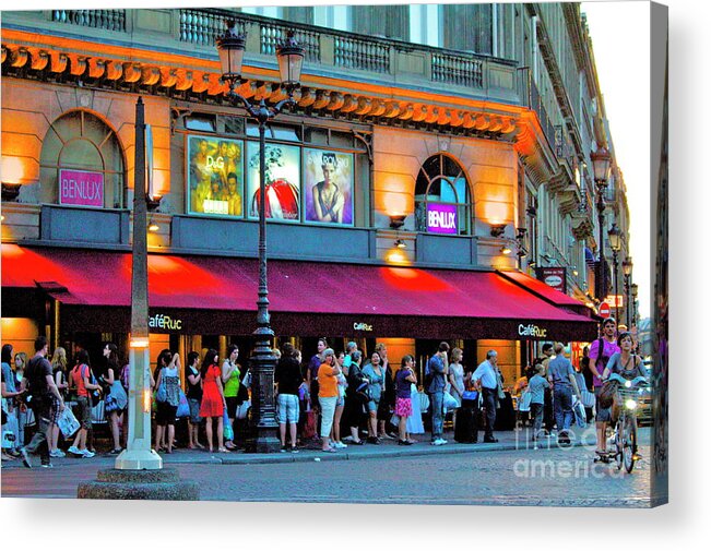 Paris Cafe Acrylic Print featuring the digital art Rue Nocturne by Lauren Serene