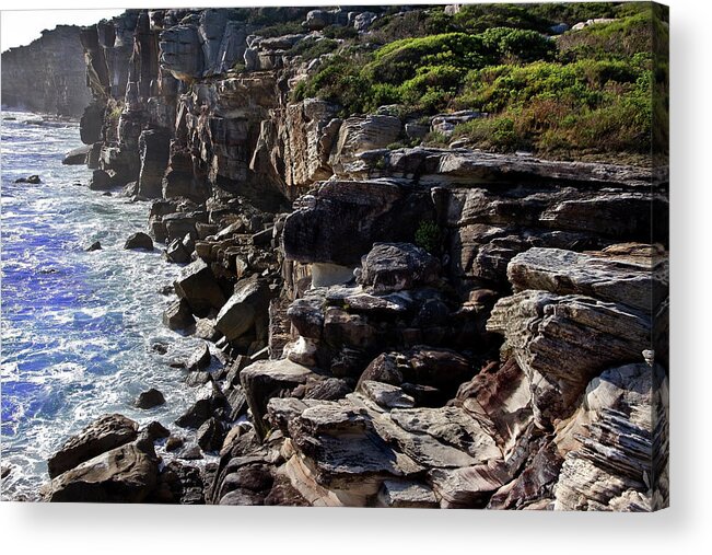 Rugged Acrylic Print featuring the photograph Rugged Cliff Of North Head by Miroslava Jurcik