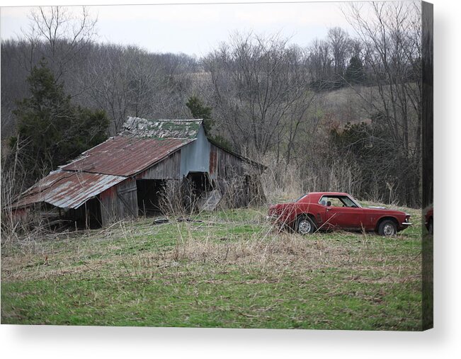 Red Car Acrylic Print featuring the photograph Rural Landscape by Kathryn Cornett