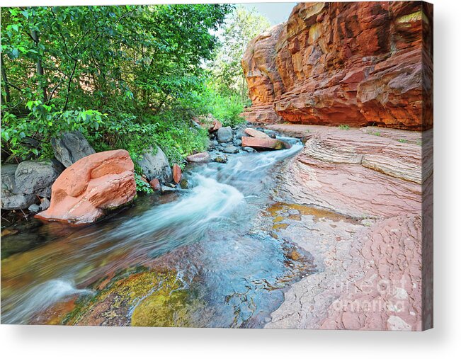 Oak Acrylic Print featuring the photograph Rushing Waters at Slide Rock State Park Oak Creek State Park - Sedona Northern Arizona by Silvio Ligutti