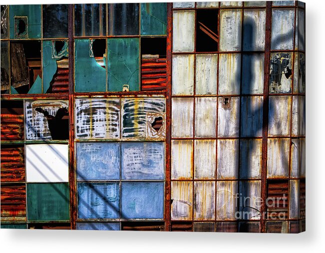 Delapidated Warehouse Acrylic Print featuring the photograph Rusted Broken and Worn by Doug Sturgess
