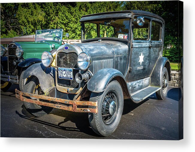 Antique Ford Acrylic Print featuring the photograph Rusty Old Cop Car by Guy Whiteley