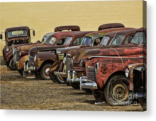 Cars. Vehicles Acrylic Print featuring the photograph Rusty Row by Steven Parker