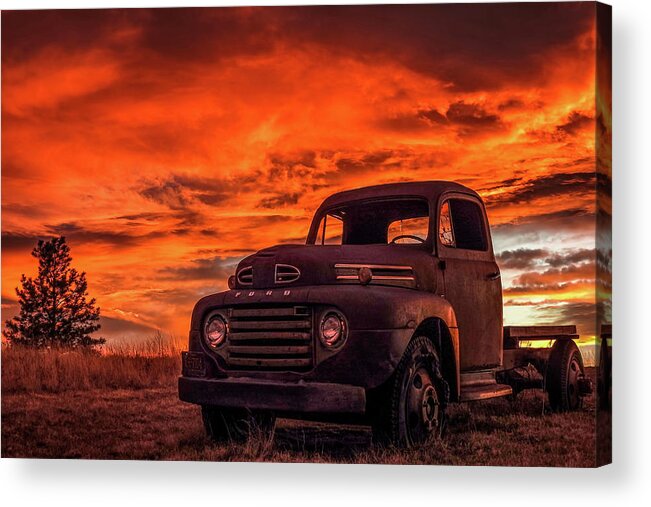 1948 Acrylic Print featuring the photograph Rusty Truck Sunset by Dawn Key