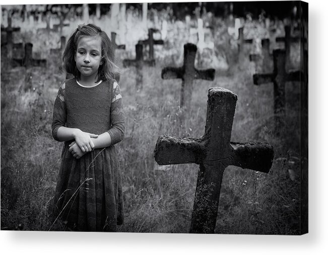 Cemetry Acrylic Print featuring the photograph Sadness by Mirjam Delrue