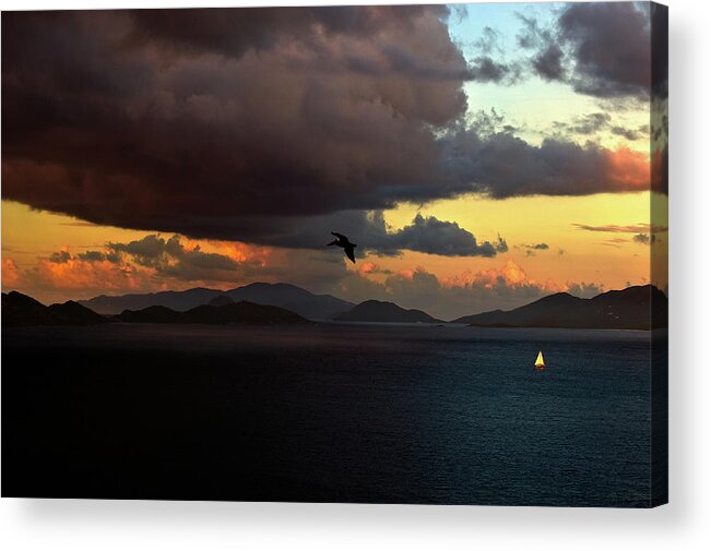 Sunset Acrylic Print featuring the photograph Sailboat Sunset by Harry Spitz