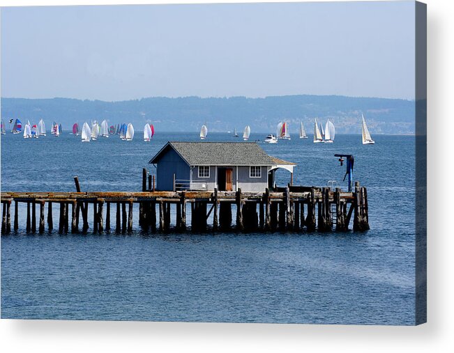 Penncove Acrylic Print featuring the photograph Sailing at Penn Cove by Mary Gaines