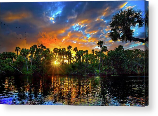 Saint Lucie River Acrylic Print featuring the photograph Saint Lucie River Sunset by Mark Andrew Thomas