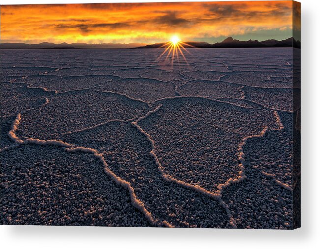 Nevada Acrylic Print featuring the photograph Salt Flats Sunset by Michael Ash